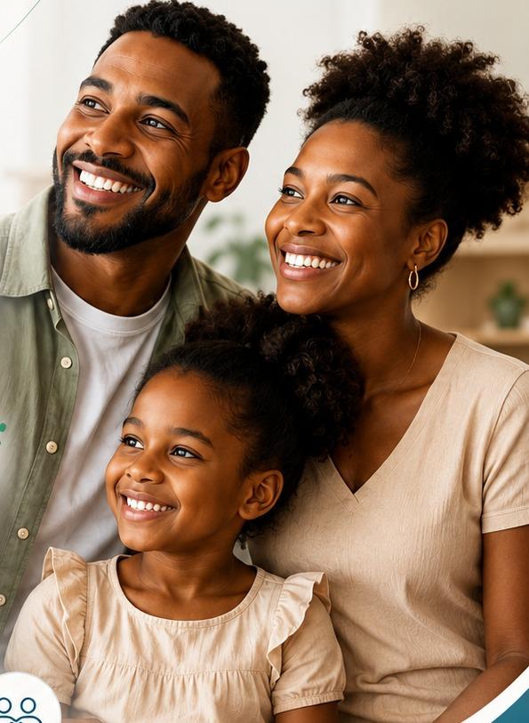 Família sorridente cuidada pela Integra Saúde